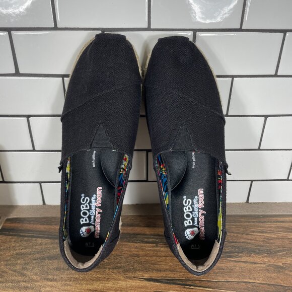 Skechers BOBS Highlights High Jinx Womens Sz 7.5 Shoes Black Canvas Espadrille - Picture 7 of 13